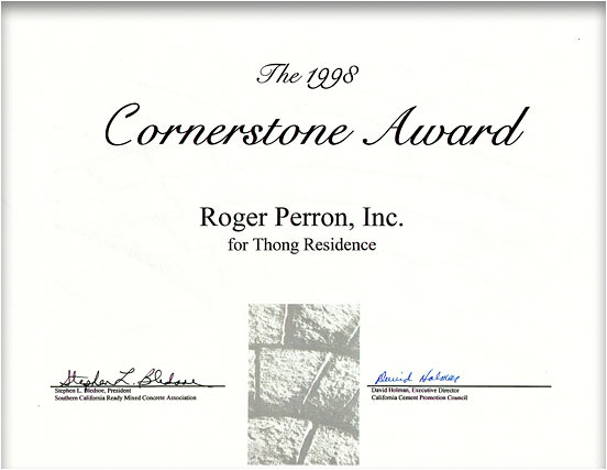 A Cornerstone Award we won for this project