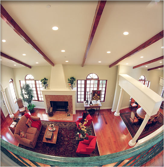 view of the living room from the second-floor landing